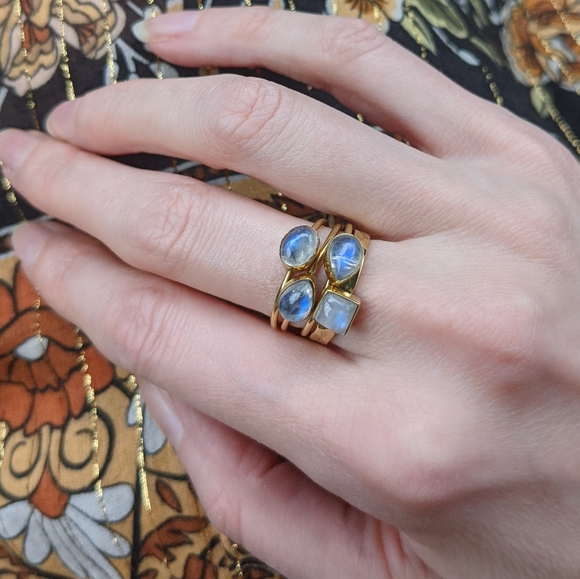 NWT Teardrop Moonstone Cab Stacking Ring - Picture 5 of 5